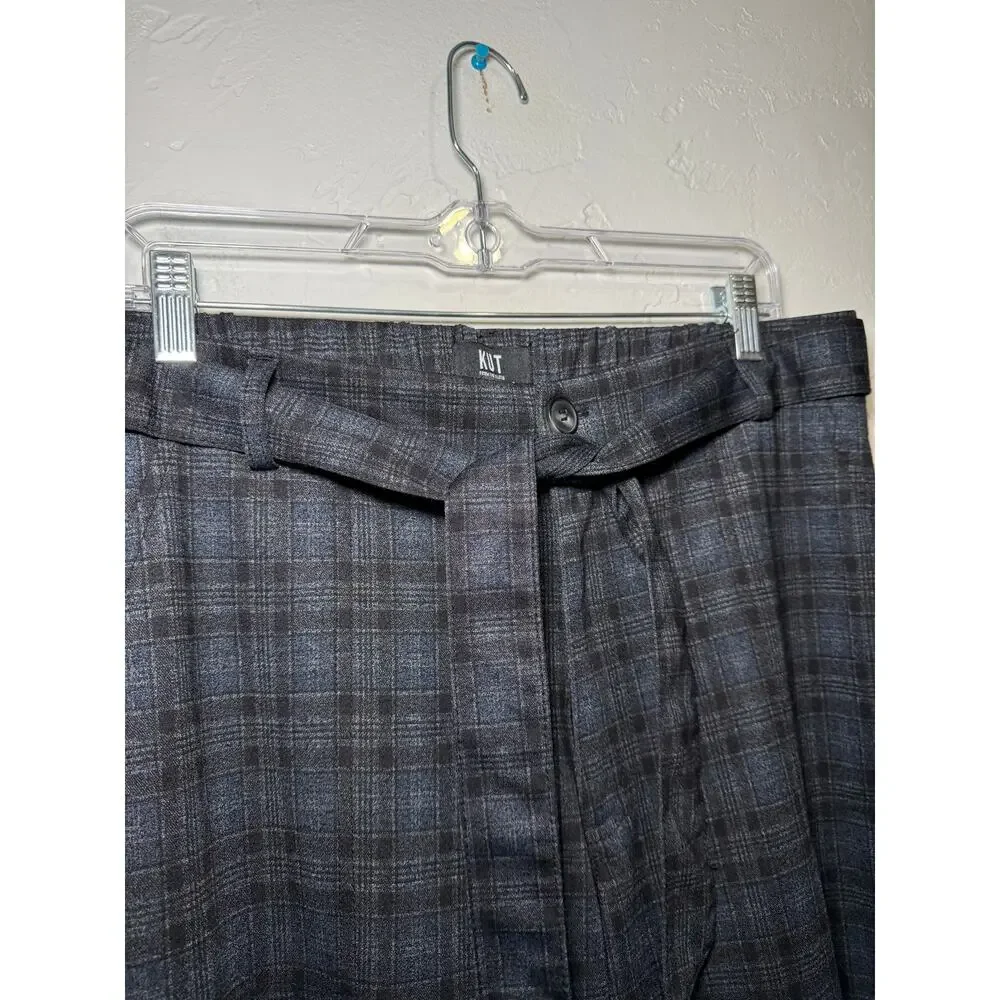 Kut from the Kloth plaid stretch pull on dress pants womens 12 preppy‎ office